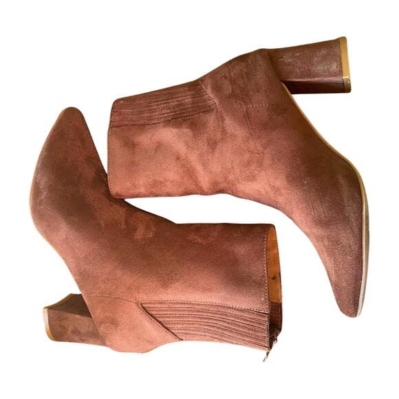 Lulus Walder Brown Suede Pointed Toe Block Heel Booties Size 6.5 Western Chic - Picture 8 of 12